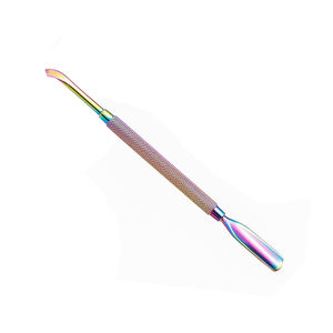 Empujadores de cutículas de uñas de color arcoíris, empujadores de cutículas de uñas de acero inoxidable alemán de doble cara de 12 cm con bordes afilados - Product Image 3