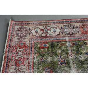 Vintage Oversize Rug, 7x10,2 ft Turkish Rug, <b>Red</b> Striped <b>Wool</b> Rug - Product Image 4