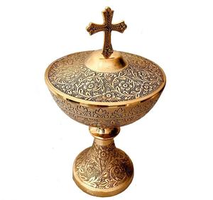 Design classique couleur or plaqué calice et Ciboire fait à la main église catholique chrétienne prêtre plaine Design fournitures d'église - Product Image 5