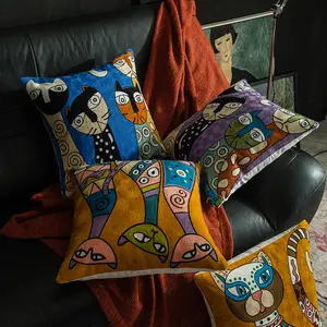 Soyut yastık oturma odası kanepe ev dekor için işlemeli yastık kılıfı Picasso atmak yastık