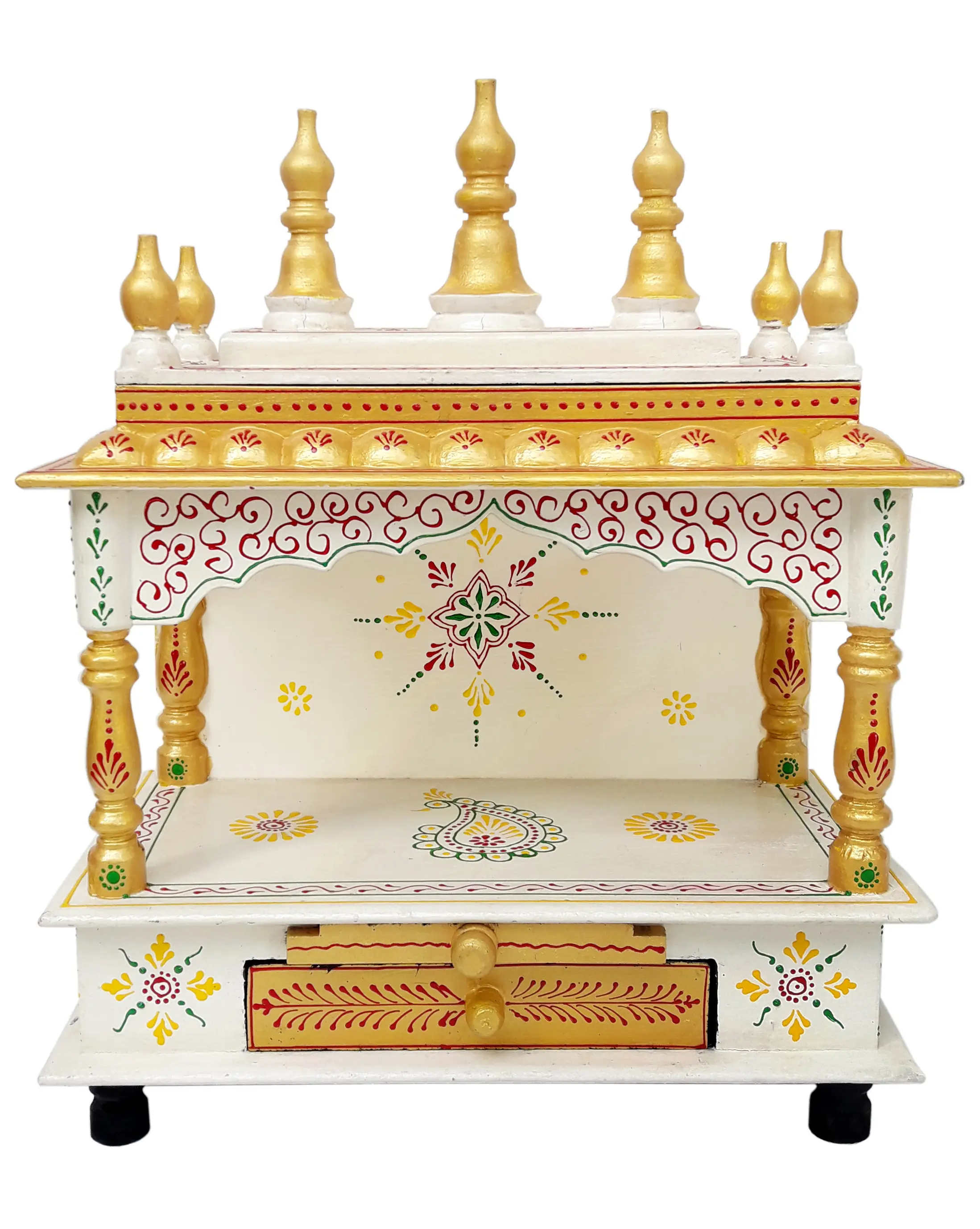 Indian Wooden Temple Jodhpuri Handcrafted Mandir Pooja Ghar Mandapam For Worship Indian Spiritual Holy Temple Home Decor Art