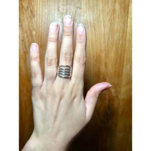 Handmade Navajo Sterling <b>Silver</b> <b>Statement</b> <b>Ring</b> Boho Geometric Design with Smooth Cut Stone Size 3.75 for Everyday Wear - Product Image 5