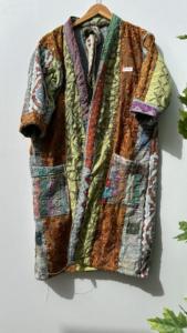 Abrigo de invierno acolchado Vintage largo para mujer de la mejor calidad, chaqueta Kantha de algodón multiretazos hecha a mano, tela estampada informal de primavera - Product Image 6