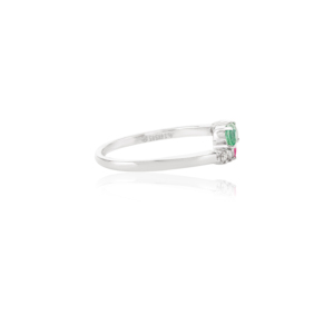 Producto de Venta caliente de esmeralda de rubí natural fino clásico y anillo de derivación de diamantes en joyería hecha a mano de oro blanco sólido de 14K - Product Image 6