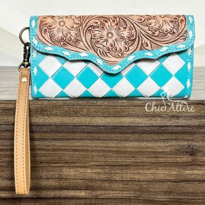 กระเป๋าสตางค์หนังแท้ลายตารางสไตล์ตะวันตกแบบยาวพร้อมสายคล้องมือสำหรับผู้หญิง รุ่นใหม่ ขายส่งจากโรงงาน ป้องกันการโจรกรรมข้อมูล RFID - Product Image 1