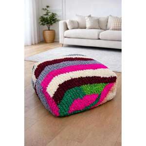 Moroccan Leather Pouf Handmade Ottoman Footstool Traditional Handcrafted <b>Pouffe</b> Home Decor Boho Ottoman <b>Seat</b> Living Roo - Product Image 1