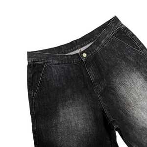 Shorts en jean droits mi-hauts pour hommes, 100 % coton, uni, vintage, taille élastique, séchage rapide et respirant - Product Image 2