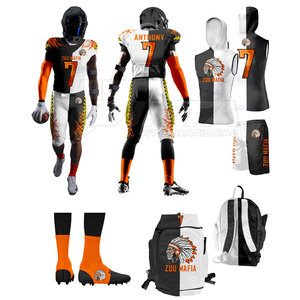 Ensemble d'uniformes de football américain de haute qualité Matériau durable avec pantalon rembourré respirant et manches courtes - Product Image 1