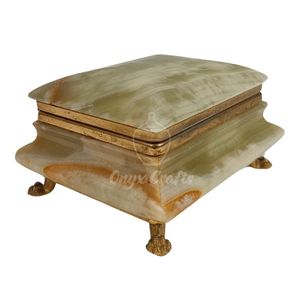 Boîte de rangement pour bijoux en onyx marbré caramel, fabriquée à la main avec des matériaux durables, design moderne et luxueux pour bagues et colliers - Product Image 3