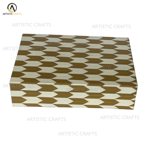ARTISTIC CRAFTS ARC-3011 Boîte de rangement décorative de luxe, faite à la main, en os naturel et MDF incrusté, design brique, écologique et durable - Product Image 3