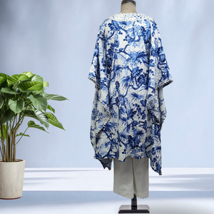 Nuevo Vestido Kaftan de Diseñador Estampado en Azul y Blanco de Lujo, Ropa Elegante para Vacaciones, Atuendo Premium de Verano para Mujer - Product Image 2