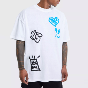 Streetwear OEM lourd 100% coton à épaules tombantes chemise imprimée Hip Hop stock de t-shirts personnalisés et amples pour hommes de grande taille - Product Image 1