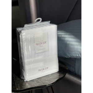 Clear PVC Reusable Bedding <b>Packaging</b> <b>Bag</b> 3-Side Gusset Custom Pouch with Integrated Plastic Hanger and Button Closure - Product Image 3