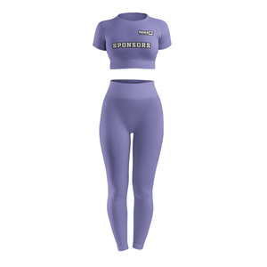 Heat Transfer Printing Womens Sportswear Crop <b>Top</b> <b>Leggings</b> Set Elastic Waist Quick Dry Breathable Customized Branding Team - Product Image 6