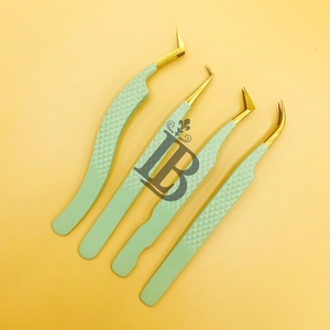 Pinces à cils de haute qualité, pinces à extensions de cils en vison, acier inoxydable, logo personnalisé, offre de pointe fine, poignée lisse, pointe dorée - Product Image 2