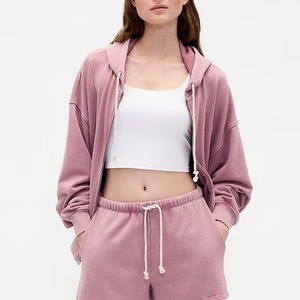 Nouveau sweat à capuche zippé pour femme, élégant, pour l'entraînement en extérieur en hiver, surdimensionné, logo personnalisé, fermeture éclair sur le devant avec poche - Product Image 5