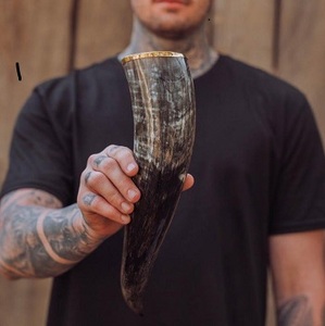 Meilleur verre créatif en corne de buffle Verre sculpté à la main Viking Coupe en corne à boire Pièce de verre simple pour les fêtes - Product Image 6