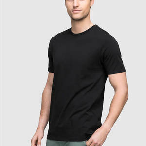 Camiseta Lisa de Cuello Redondo y Manga Corta para Hombre, Estilo Urbano, Ecológica, Color Negro - Product Image 1