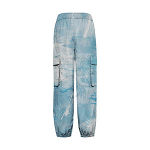 Taille haute hommes 100% coton Streetwear Cargo pantalon coupe ample poches OEM Style décontracté plat taille élastique léger léger - Product Image 2