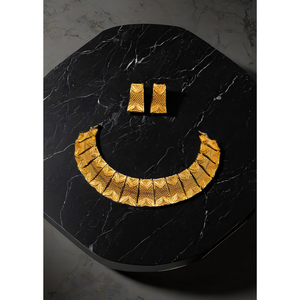 Conjunto de pendientes de collar hechos en India con chapado en oro de 22K, diseño único, conjunto de pendientes de collar para mujer, joyería - Product Image 1