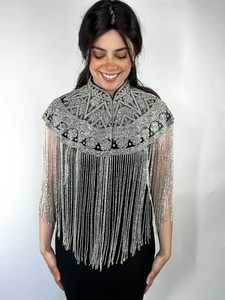 Elegante capa burlesca con hebras de cuentas, capa de lentejuelas para traje de Club festivo, se sujeta en el cuello, hermosa ropa de Festival - Product Image 2