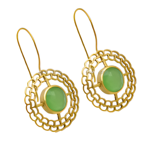 Prehnite Calcédoine Boucles d'oreilles en argent sterling 925 faites à la main Style tendance classique plaqué or pour le mariage des femmes - Product Image 6