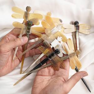 Haute qualité Vietnam gros naturel corne de buffle libellule bâton de cheveux outil de coiffure pour les femmes accessoires de mode naturels - Product Image 3