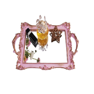 Plateau de service alimentaire carré en métal or maison Restaurant Bar hôtel mariage miroir plateau de service alimentaire plateau de service en métal - Product Image 1