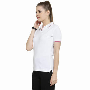 Polo de LICRA de alta calidad/algodón orgánico para mujer, camisa Polo de moda de ajuste Regular de Color blanco, ropa de verano para mujer, camisas personalizadas - Product Image 4