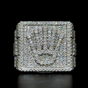 Custom Company Logo Vvs Iced Out Moissanite Diamond Hip Hop <b>Ring</b> Pass Diamond Test 925 Silver Fine Jewelry <b>for</b> <b>Men</b> - Product Image 1