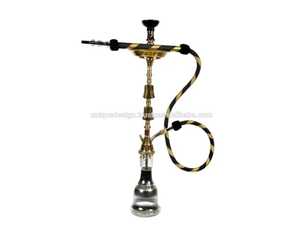Farida Traditional Egyptian Brass Hookah Set Deep Hand Engraved Two-Level Design 6 Hookahs Per Outer Carton Glass <b>Vases</b> Luxury - Product Image 3
