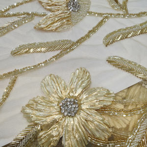 Tissu en filet brodé de perles lourdes pour robe de soirée pour femmes, robe de mariée, tricot respirant pour filles - Product Image 3