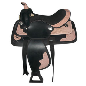 Juego de sillín de cuero genuino de estilo occidental hecho a mano, diseño de brida de pecho y cuello para montar a caballo y carreras de barriles - Product Image 2