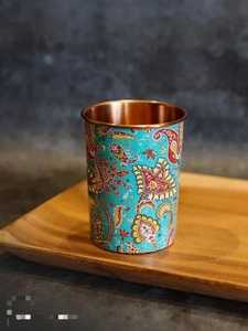 Verre en cuivre imprimé de designer avec des motifs multicolores fabriqués à la main pour la décoration intérieure et les solutions de cadeaux au moins cher {rice - Product Image 5