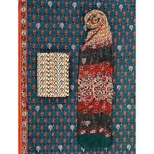 Ensemble Salwar Kameez en coton imprimé au bloc Khadi non cousu avec dupatta en mousseline – Vêtements ethniques indiens modernes pour les fêtes – Nouvelle collection - Product Image 1