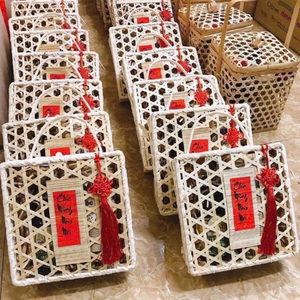 Natural Bamboo Handwoven Storage <b>Baskets</b> <b>Square</b> Shape for Candy Cookies Other Gifts for Ramadan New Year Celebration - Caryln - Product Image 5