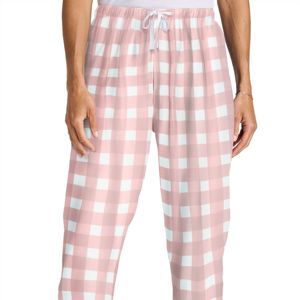 Pantalon de pyjama en flanelle rose clair pour femmes-Bas de vêtements de nuit chauds avec taille élastique, idéal pour se prélasser confortablement au coucher - Product Image 5