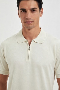 Polo zippé pour homme, manches courtes, qualité supérieure, service de logo personnalisé, tissu piqué, col design, respirant, anti-humidité - Product Image 5