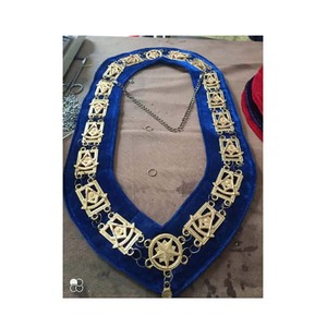 Craft District Grand Master 3D Design Chaîne Collier Maçonnique Or Bijoux Bleu Velours Support Logo Décoré Regalia Chaîne Collier - Product Image 3