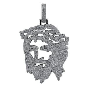 Collier pendentif hip-hop en diamant moissanite VVS de style populaire, serti de pierres, avec tête de Jésus en argent 925 plaqué or à prix réduit - Product Image 1