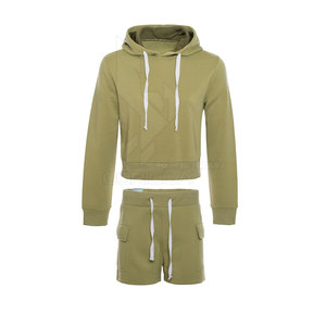 Ensemble de shorts à capuche pour femmes de qualité supérieure Design unique Motif solide Dernier style décontracté pour l'hiver 100% coton écologique - Product Image 1