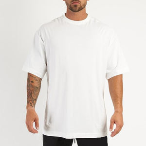 T-shirt de luxe en coton 100% épais col épais et épaule tombante surdimensionnée 300gsm pour hommes. - Product Image 4