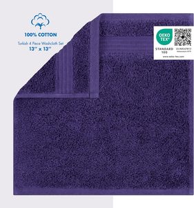 Cotton Paradise 100% Cotton Turkish <b>Washcloth</b> Set for Bathroom, 4 Piece Soft Absorbent Small Hand Face Towels Wash Rags - Product Image 2