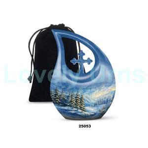 โกศใส่เถ้ากระดูกแบบหยดน้ำตาเกล็ดหิมะสำหรับผู้ใหญ่ขี้เถ้าของตกแต่งรูปไม้กางเขนขนาดใหญ่พร้อมถุงกำมะหยี่ฟรี - Product Image 5