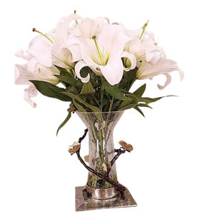 Vase de table en métal en aluminium plaqué or à texture martelée Vase à fleurs en fer côtier de luxe pour la décoration de la maison - Product Image 3