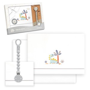 Juego de 3 Piezas de Ropa de Cama para Cuna con Diseño de Dinosaurio y Palmera, con Soporte para Chupón, 100% Algodón, Sábana de Bebé con Patrón de Dibujos Animados - Product Image 1