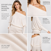 Pull en tricot pour femme, doux, uni, beige, épaules dénudées, manches chauve-souris, coupe décontractée, cachemire/laine, automne, tenue décontractée quotidienne, bureau, fête