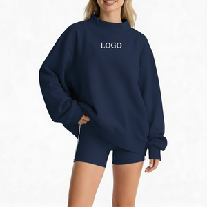 Sudadera Reversible de Cuello Alto para Mujer, Estilo Francés, Holgada, de Poliéster/Algodón, Lisa, de Invierno, de Alta Calidad, con Logotipo Personalizado OEM - Product Image 1