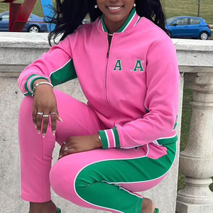 Survêtement d'hiver professionnel de haute qualité en gros, sur mesure, taille plus, uni, rose, vert, tenue unisexe 2 pièces, doublure en polaire - Product Image 6