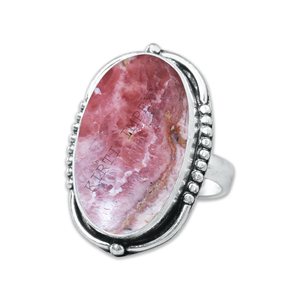 Anillos de Plata de Ley 925 con Rodocrosita Natural en Engaste de Bisel, Forma Oval Grande, de Lujo, para Uso Diario, Precio al por Mayor, Terceros - Product Image 2